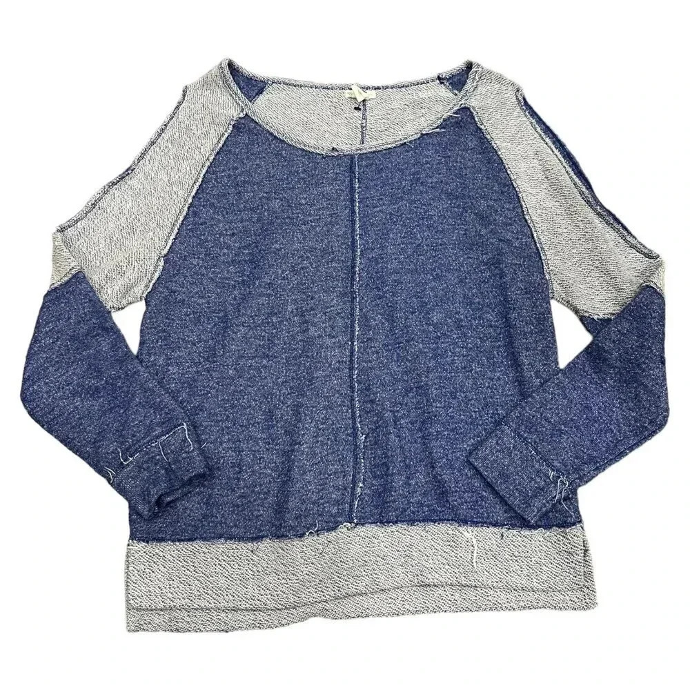 Live Love Dream Blue Cold Shoulder Top S